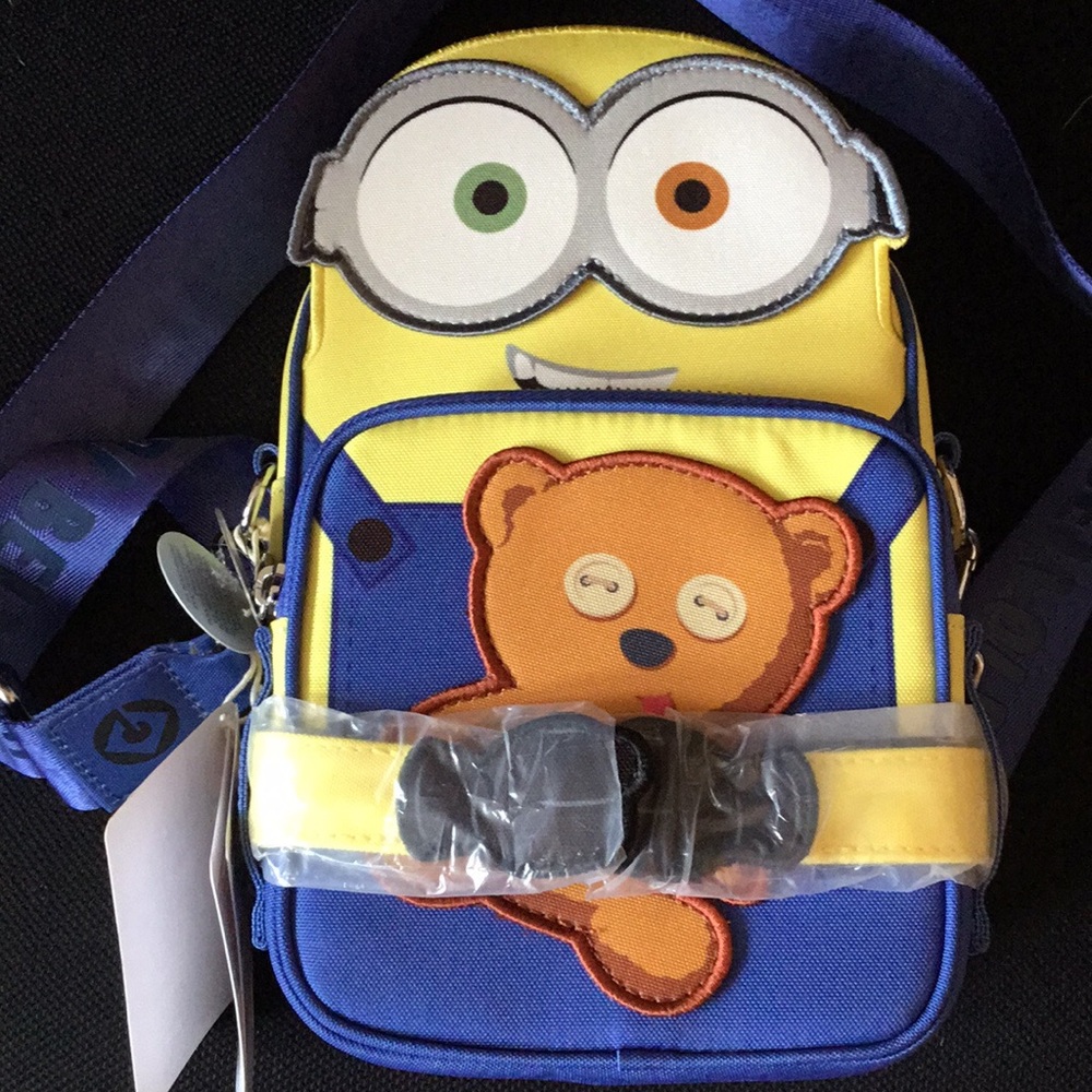 Loungefly Yellow & Blue Minion-Style Bear Kids Crossbody Bag